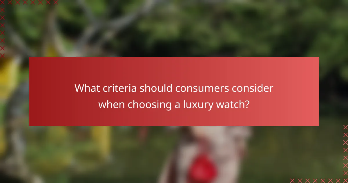 What criteria should consumers consider when choosing a luxury watch?